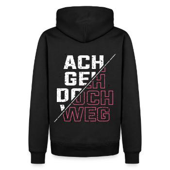 ach geh doch weg - Männer Premium Bio Hoodie - Schwarz - Hinten - Nico (187cm)