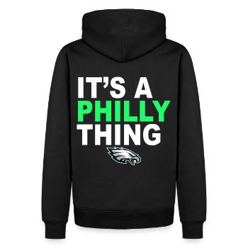 IT IS A PHILLY THING Es ist ein Philadelphia Thing Fan - Männer Premium Bio Hoodie - Schwarz - Hinten - Nico (187cm)