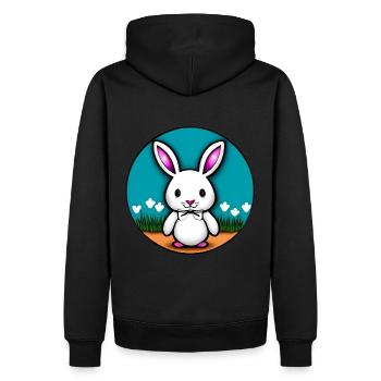 Süßer Weisser Hase Süß Weiss Osterhase - Männer Premium Bio Hoodie - Schwarz - Hinten - Nico (187cm)