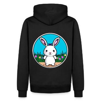 Petit lapin de Pâques blanc - Sweat à capuche Premium bio Homme - noir - Dos - Nico (187cm)