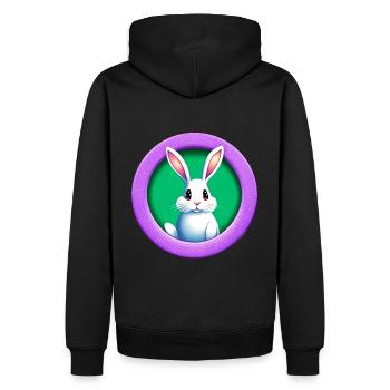 Lila Kreis Osterhase - Männer Premium Bio Hoodie - Schwarz - Hinten - Nico (187cm)