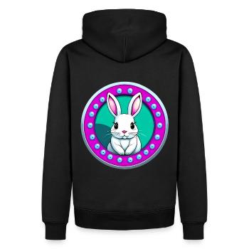 Lapin de Pâques rose blanc - Sweat à capuche Premium bio Homme - noir - Dos - Nico (187cm)