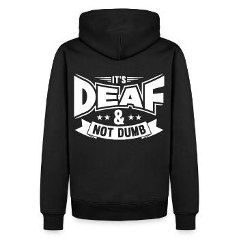 Langue des signes sourde Fierté sourde - Sweat à capuche Premium bio Homme - noir - Dos - Nico (187cm)