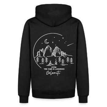 Drei Zinnen Tre Cime di Lavaredo Dolomiten - Männer Premium Bio Hoodie - Schwarz - Hinten - Nico (187cm)