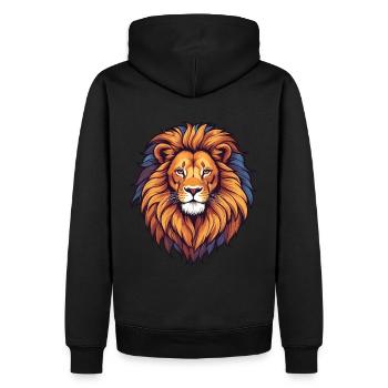 Lion's head with colorful mane - Men’s Premium Organic Hoodie - black - Back - Nico (187cm)