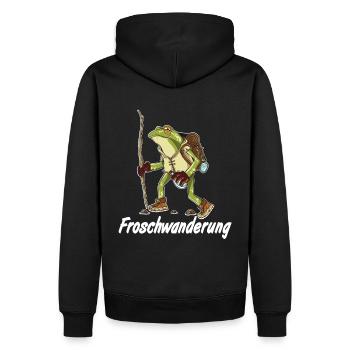 Migration de grenouilles, grenouilles crapaud marchant amphibiens - Sweat à capuche Premium bio Homme - noir - Dos - Nico (187cm)