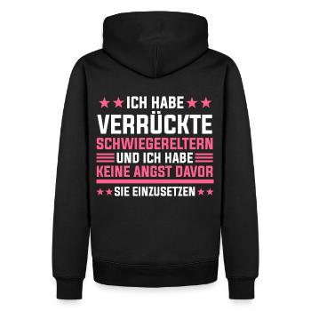 Schwiegertochter Schwiegermutter Schwiegervater - Männer Premium Bio Hoodie - Schwarz - Hinten - Nico (187cm)