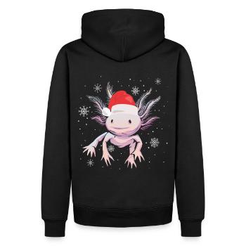 Frohe Weihnachten, Tiere, Xmas, Amphibien, Axolotl - Männer Premium Bio Hoodie - Schwarz - Hinten - Nico (187cm)