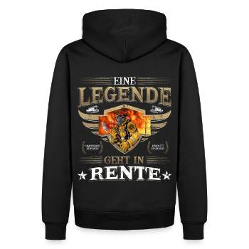 Feuerwehr Legende geht in Rente. Feuerwehrmann - Männer Premium Bio Hoodie - Schwarz - Hinten - Nico (187cm)
