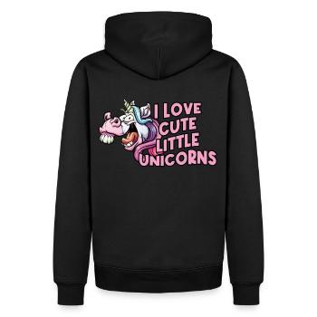 I love a crazy cute cute unicorn - Men’s Premium Organic Hoodie - black - Back - Nico (187cm)