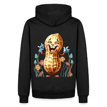 Erdnuss Blumen Natur Naturliebhaber - Männer Premium Bio Hoodie - Schwarz - Hinten - Nico (187cm)