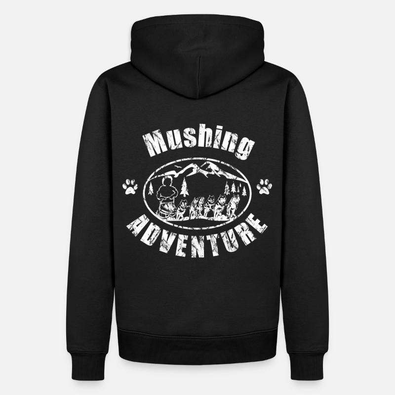 Husky Mushing - Männer Premium Bio Hoodie - Schwarz