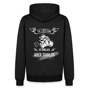 Ein leben ohne Motorrad ist Sinnlos Hobby Design - Männer Premium Bio Hoodie - Schwarz - Hinten - Nico (187cm)