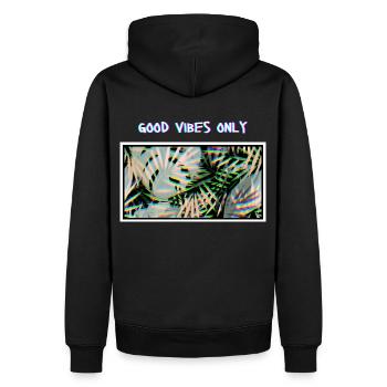 Good Vibes - Männer Premium Bio Hoodie - Schwarz - Hinten - Nico (187cm)
