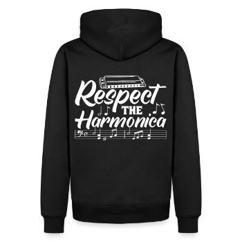 Harmoniciste Harmoniciste Orgue à bouche - Sweat à capuche Premium bio Homme - noir - Dos - Nico (187cm)