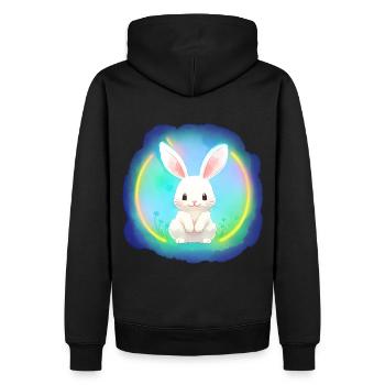 Hase Osterhase weisser Hase Kaninchen - Männer Premium Bio Hoodie - Schwarz - Hinten - Nico (187cm)