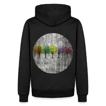 Bunte Bäume retro bunt - Männer Premium Bio Hoodie - Schwarz - Hinten - Nico (187cm)