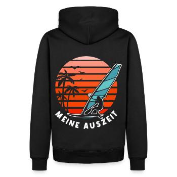 Meine Auszeit Windsurfing - Männer Premium Bio Hoodie - Schwarz - Hinten - Nico (187cm)