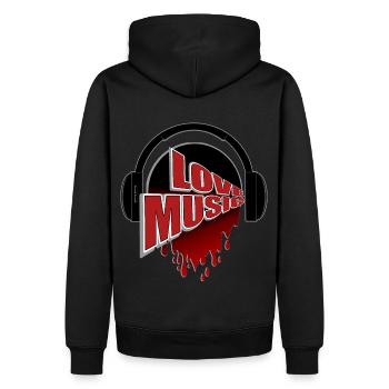 Liebe Musik Kopfhörer Herzblut - Männer Premium Bio Hoodie - Schwarz - Hinten - Nico (187cm)