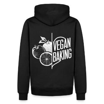 vegan backen gesunde ernährung vegane küche herz - Männer Premium Bio Hoodie - Schwarz - Hinten - Nico (187cm)
