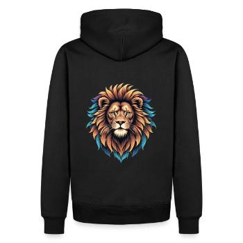 Lion's head with colorful mane - Men’s Premium Organic Hoodie - black - Back - Nico (187cm)