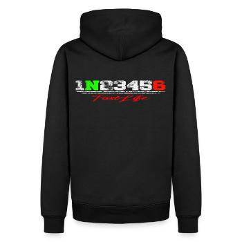 1N23456 Fast Life - Men’s Premium Organic Hoodie - black - Back - Nico (187cm)