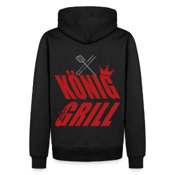 König am Grill Grillbesteck - Männer Premium Bio Hoodie - Schwarz - Hinten - Nico (187cm)