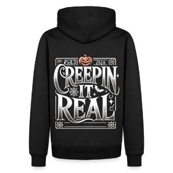 Creepin' It Real - Elegantes Halloween Shirt - Männer Premium Bio Hoodie - Schwarz - Hinten - Nico (187cm)