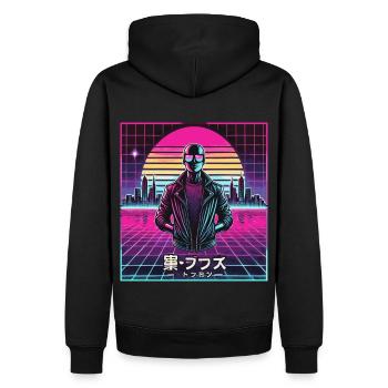 Cyber 01 - Männer Premium Bio Hoodie - Schwarz - Hinten - Nico (187cm)