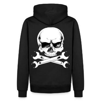 Mécanicien à visser Logo Skull - Sweat à capuche Premium bio Homme - noir - Dos - Nico (187cm)