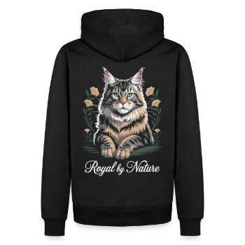 Chat royal avec cadre floral - Sweat à capuche Premium bio Homme - noir - Dos - Nico (187cm)