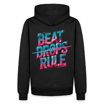 Beat Drop – La musique règne - Puissance sonore EDM - Sweat à capuche Premium bio Homme - noir - Dos - Nico (187cm)