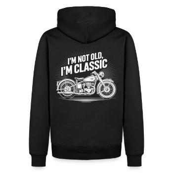 Vélo vintage : Pas vieux, juste classique - Sweat à capuche Premium bio Homme - noir - Dos - Nico (187cm)