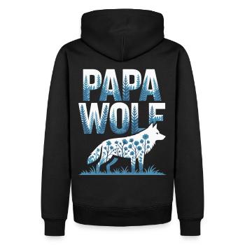 Starker Papa Wolf Look - Männer Premium Bio Hoodie - Schwarz - Hinten - Nico (187cm)