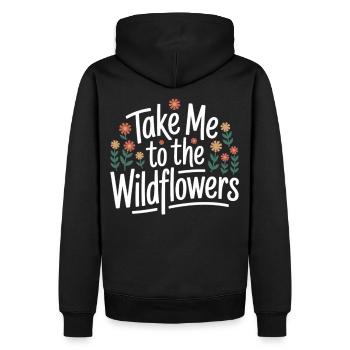 Wildblumen, Naturliebe & Blumenfreude Shirt - Männer Premium Bio Hoodie - Schwarz - Hinten - Nico (187cm)