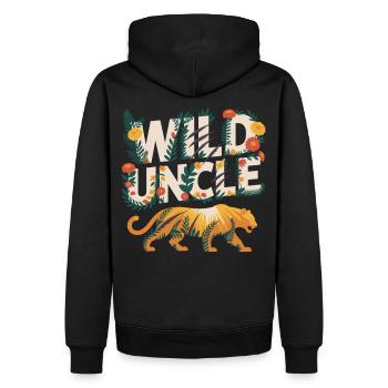 Wilder Onkel im Dschungel-Style - Männer Premium Bio Hoodie - Schwarz - Hinten - Nico (187cm)