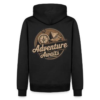 Wandern Kompass Abenteuer T-Shirt - Männer Premium Bio Hoodie - Schwarz - Hinten - Nico (187cm)