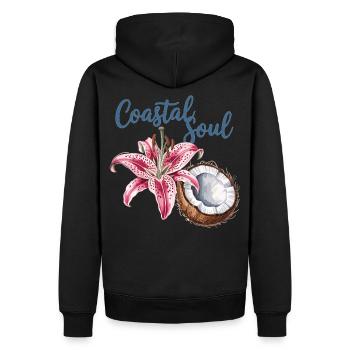 Küstenflair für die Seele, Kokosnuss & Blüte Shirt - Männer Premium Bio Hoodie - Schwarz - Hinten - Nico (187cm)