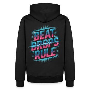 Beat Drops Rule Shirt - EDM Soundwave - Männer Premium Bio Hoodie - Schwarz - Hinten - Nico (187cm)