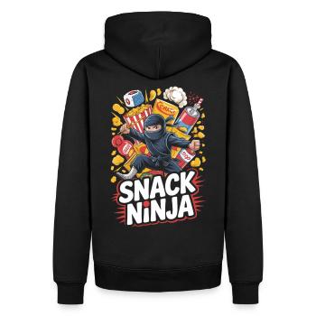 Snack Ninja T-Shirt - Männer Premium Bio Hoodie - Schwarz - Hinten - Nico (187cm)