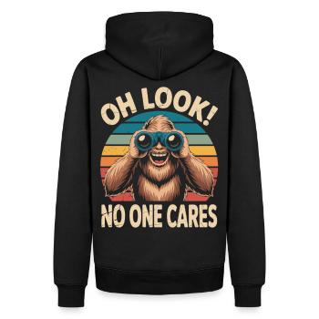 Dicton sarcastique du Bigfoot - « Tout le monde s’en fiche » - Sweat à capuche Premium bio Homme - noir - Dos - Nico (187cm)