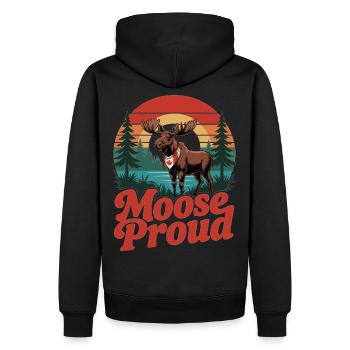 Chemise du Canada avec motif orignal - Sweat à capuche Premium bio Homme - noir - Dos - Nico (187cm)