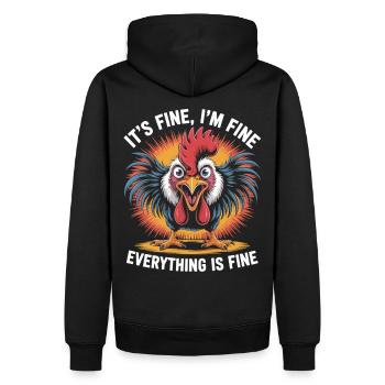 Funny Chaos Chicken Shirt - Men’s Premium Organic Hoodie - black - Back - Nico (187cm)