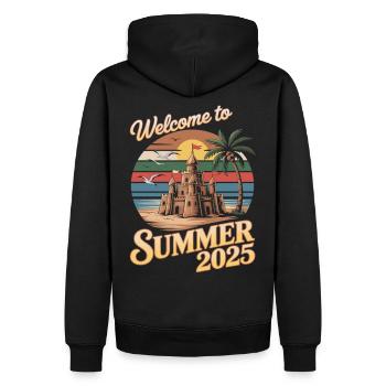 Bienvenue à l’été 2025 - Sweat à capuche Premium bio Homme - noir - Dos - Nico (187cm)