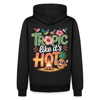 Tropisch & heiß - Tropic like it’s hot - Männer Premium Bio Hoodie - Schwarz - Hinten - Nico (187cm)