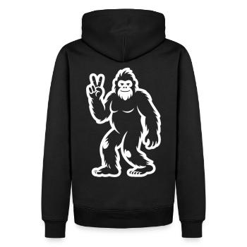 Bigfoot Peace Shirt - Men’s Premium Organic Hoodie - black - Back - Nico (187cm)