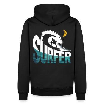 Surfeurs la nuit - Sweat à capuche Premium bio Homme - noir - Dos - Nico (187cm)