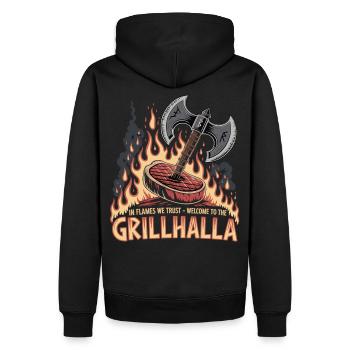 Chemise Viking Grill - Sweat à capuche Premium bio Homme - noir - Dos - Nico (187cm)