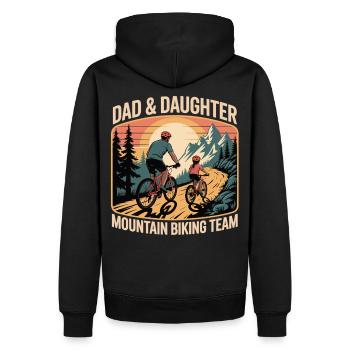Aventure VTT père-fille - Sweat à capuche Premium bio Homme - noir - Dos - Nico (187cm)