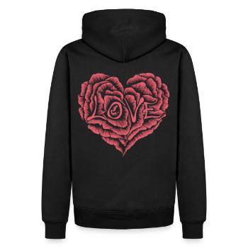 Herz aus Rosen mit Love - Männer Premium Bio Hoodie - Schwarz - Hinten - Nico (187cm)
